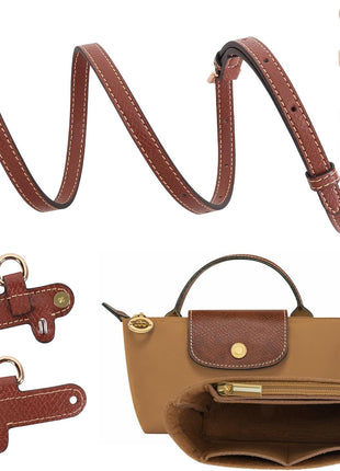 2Sets Shoulder Strap for Longchamp Bag Women, Purse Organizer, No-Punch Length Adjustable Leather Replacement Strap