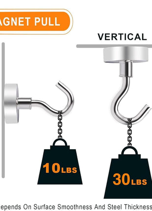 MIKEDE N52 Magnetic Hooks for Cruise Cabins, 30Lbs High Power Magnetic Hooks Heavy Duty, Strong Magnets with Hooks for Hanging, Magnetic Hanger Cruise Hooks for Kitchen, Garage, Pack of 6