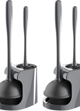 MR.SIGA Toilet Plunger and Bowl Brush Combo for Bathroom Cleaning, Gray, 2 Sets
