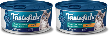 Blue Buffalo Tastefuls Wet Cat Food Paté,Made with Natural Ingredients,Ocean Fish and Tuna Entrée,5.5-oz Cans,(Pack of 48)