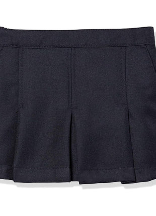 Nautica Girl's School Uniform Pleated Pull-on Scooter Skirt with Undershorts, Knit Waistband, Navy Ruffle, 10