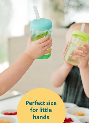 The First Years Squeeze & Sip Toddler Straw Cups - Squeezable Transition Sippy Cup with Silicone Straw - Toddler Feeding Supplies - 7 Oz - 3 Count - Ages 6 Months and Up