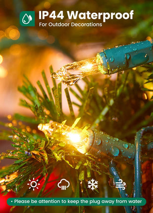 Minetom Clear Christmas String Lights 100 Count 20 Feet Incandescent Bulb Mini Lights for Indoor Xmas Tree Garland Birthday Wedding Party Festival Decoration, Green Wire