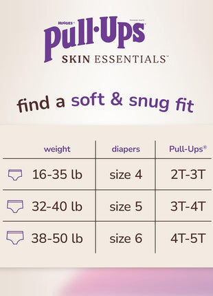 Pull-Ups Girls' Skin Essentials Potty Training Pants, Training Underwear, 3T-4T (32-40 lbs), 68 Ct