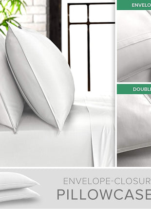King Sheets by Pure Bamboo, Genuine 100% Organic Viscose Derived from Bamboo Bed Sheet Set, Soft & Cooling, Double Stitching, 2 Year Quality Promise (King, White)