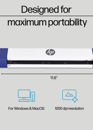 HP Small USB Document & Photo Scanner for Portable 1-Sided Sheetfed Digital Scanning, Model HPPS100, for Home, Office & Business, PC and Mac Compatible, HP WorkScan Software Included