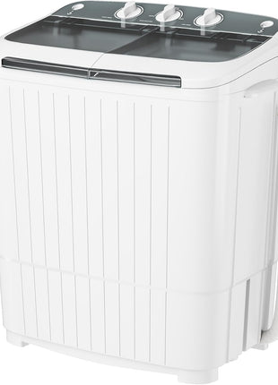 Pataku Portable Washing Machine, 17.6 Lbs Compact Mini Washer and Dryer Combo,Twin Tub Laundry Washer with Spin Cycle, Soaking Function Ideal for Apartment, Dorms, RVs Camping, Grey