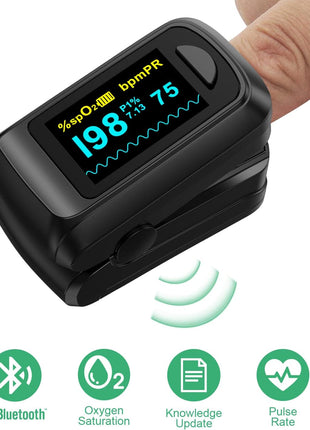 Fingertip Pulse Oximeter Blood Oxygen Monitor Pulse Ox, Heart Rate and Fast Spo2 Reading Oxygen Meter with OLED Screen Included Batteries and Lanyard
