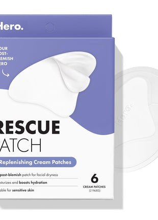 HERO COSMETICS Rescue Patch Moisturizing Post-Blemish Cream Patch, 6 Ct | 3 Pairs for Face, Provides Instant Moisture and Long-Lasting Hydration, Dermatologist-Tested, Won't Clog Pores