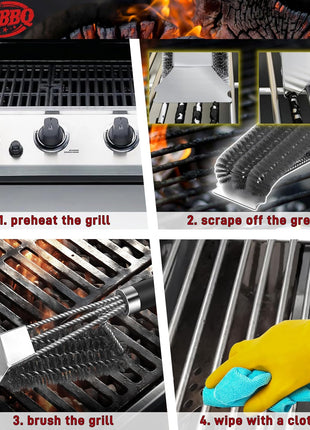 TNTOR Grill Brush with Scraper, 18 inch Adjustable Handle BBQ Grill Brush for Outdoor Grill, Extra Strong Grill Cleaner Accessories for Grill/Smoker/Gas/Charcoal Grill Cleaning-Grill Gifts for Men/Dad