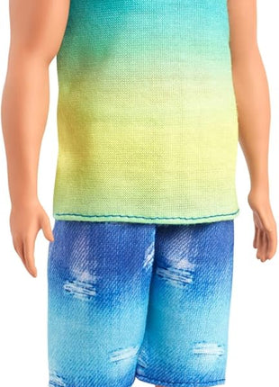 Barbie Fashionistas Ken Doll #236 with Black Hair | Wearing Blue and Green Ombre Tank with Jean Shorts and Silver Sneakers
