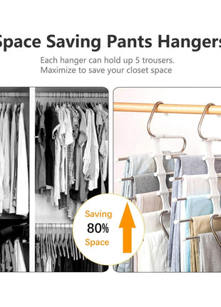 Kalimdor Pants Hangers 2 Pack Space Saving Metal Closet Organizer,Clothes Pants Hangers,Anti-Slip Design,Closet Organizers and Storage for Pants Jeans Skirts Scarf Legging