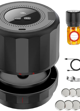 M11 Electric Mason Jar Vacuum Sealer Kit - with Wide and Regular Mouth Mason Lids, Jar Vacuum Sealer for Canning Jars, Vacuum Sealing Machine for Food Storage Black