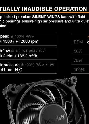 be quiet! Dark Rock Elite Air CPU Cooler | 2X Silent Wings 135mm PWM Fans | Speed Switch with 2 Modes | High-Performance Heat Pipes | Front Fan Rail System | Enhanced RAM Compatibility | BK037