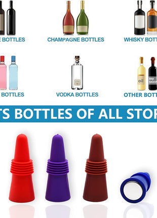 Wine Stoppers Beverage Bottle Sealer Soft Silicone Wine Bottle Stoppers Corks with Grip Top for Keeping Wine Champagne Fresh, 8 Pack