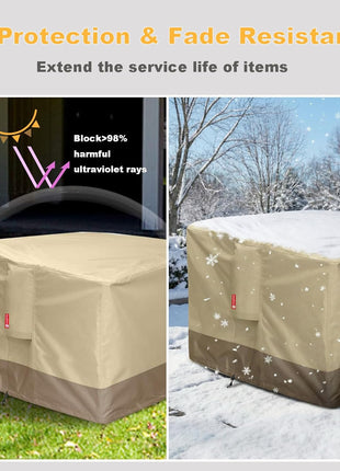 SheeChung Gas Fire Pit Cover Square - 600D Heavy Duty Patio Outdoor Fire Pit Table Cover with PVC Coating,100% Waterproof,Air Vents,Fits for 29/30/31/32 inch Fire Pit/Table Cover (32 inchL x 32 inchW x 24 inchH)