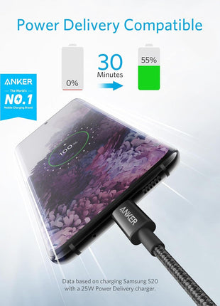 Anker USB C to USB C Cable, Type-C 60W Fast Charging Cable (6FT, 2Pack) for iPhone 16 Series, iPad mini 6 and More (Black)