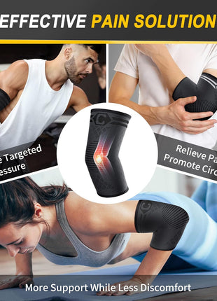CAMBIVO 2 Pack Elbow Brace for Tendonitis, Tennis Elbow Compression Support Sleeve for Golfers Elbow Pain Relief, Arthritis, Bursitis, Workout, Weightlifting