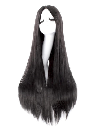 MapofBeauty 40 Inch Carve Long Straight Cosplay Anime Costume Wig, Black | 100 cm Party Wig
