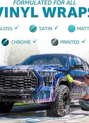 Rev Auto Vinyl Wrap Car Wash Soap Kit - Includes 64oz Car Wash Soap For Vinyl Wrap & Microfiber Wash Mitt | Works in Foam Cannon & Bucket Washes | pH-Balanced, Safe For All Finishes
