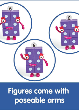 hand2mind Numberblocks Friends Six to Ten Figures – Official Licensed Character Action Figure Set, Numbers and Counting Figurines, Pretend Play Toys, for Kids Ages 3, 4, 5, 6, 7