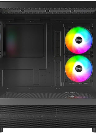 MONTECH XR Panoramic High Airflow ATX PC Case, 3 ARGB PWM Fans, Black | 420mm GPU Support, 360mm Radiator, Dual Tempered Glass, USB-C, Reverse Blade Fans, Magnetic Dust Filters, Up to 9 Fans