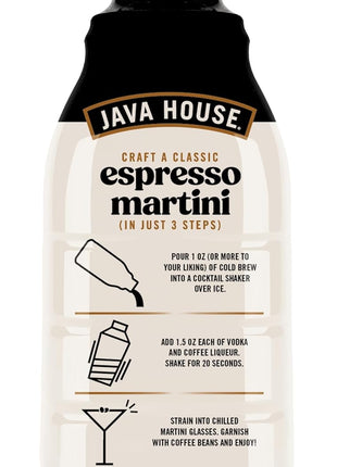 Java House Cold Brew Espresso Cocktail Mix – Premium 100% Arabica Cold Brew Concentrate – Smooth Coffee With French Vanilla Notes – 32oz Bottle (Makes 32 Cocktails)