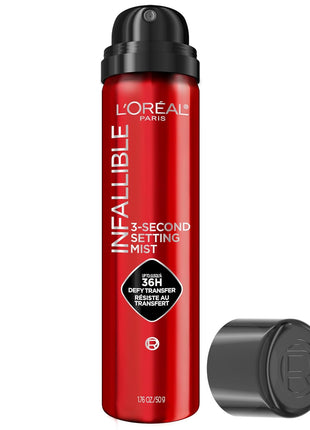 L'Oreal Paris Infallible 3-Second Setting Spray Mist, Microfine Mist for up to 36HR Wear, Clear, 1.76 oz