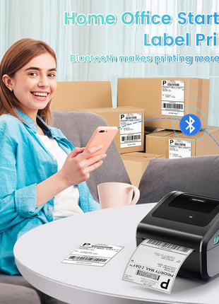 Bluetooth Shipping Label Printer with Built-in Label Bin | D450BT 4x6 Thermal Label Printer for Shipping Packages, Thermal Printers Compatible with Android, iPhone, Windows, macOS, UPS
