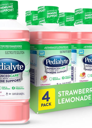 Pedialyte AdvancedCare Electrolyte Drink, Strawberry Lemonade | Hydration Drinks for Adults and Kids to Rapidly Restore Electrolytes, Nutrients for Immune Support, and Prebiotics