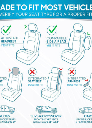 BDK PolyPro Car Seat Covers Full Set in Charcoal on Black – Front and Rear Split Bench for Cars, Easy to Install Cover Set, Accessories Auto Trucks Van SUV