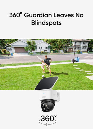 eufy Security SoloCam S340, 3K Dual-Lens Solar Security Camera | 360° Coverage, Pan & Tilt, No Blind Spots, AI Detection & Tracking, Color Night Vision, No Monthly Fee, Built-in 8GB