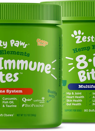 Allergy Immune Soft Chews + Hemp Seed for Dogs - with Curcumin + 8-in-1 Bites for Dogs + Hemp Seed