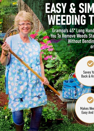Grampa's Weeder - The Original Stand Up Weed Puller Tool with Long Handle - Made with Real Bamboo & 4-Claw Steel Head Design - Easily Remove Weeds Without Bending, Pulling, or Kneeling.