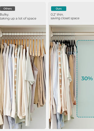 SONGMICS 30-Pack Pants Hangers, 16.7-Inch Long Velvet Hanger with Adjustable Clips, Heavy-Duty, Non-Slip Skirt Hangers, Space-Saving for Pants, Skirts, Coats, Dresses, Black UCRF12B30