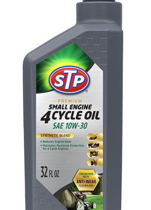 STP Premium Small Engine 4 Cycle Oil Formula, SAE10W-30 Small Engine Oil Engine Care Formula Reduces Wear for Lawnmower, Push Mower, Tractor, 32 Oz, STP