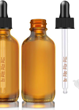 Bumobum Dropper Bottle 2 oz, 2 pack Amber Glass Eye Dropper Bottles with Labels and Funnel, Tincture Bottle with Measured Dropper - Leakproof Essential Oils Bottles for Health, Personal Care & Beauty