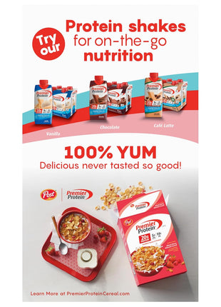 Post Premier Protein Chocolate Almond Cereal, Chocolatey Protein Cereal Flakes with Sliced Almonds, Contains 20g of Protein Per Serving, 9 OZ Box