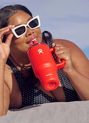 Hydro Flask Travel Tumbler with Handle, Lid and Straw - Insulated Stainless Steel in 40 Oz Black