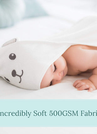 HIPHOP PANDA Hooded Towel - Rayon Made from Bamboo, Bath Towel with Bear Ears for Newborn, Babie, Toddler, Infant - Absorbent Large Baby Towel - Bear, 30 x 30 Inch