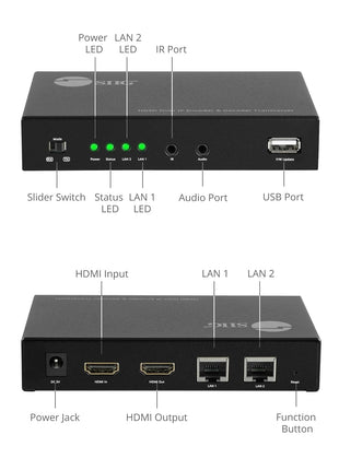 SIIG HDMI Over IP Encoder & Decoder Transceiver - TX/RX Mode Switching, Cascading, 1080p, One to One 600ft, One to Many, Many to Many via VLAN, 2X RJ45, TAA Compliant (CE-H27P11-S1)