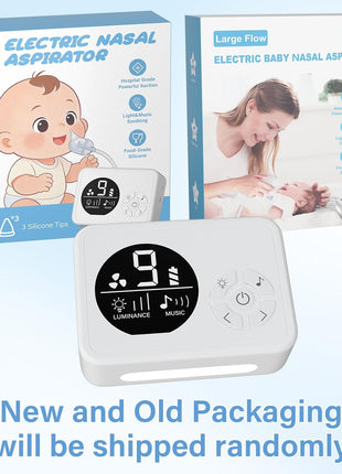 Nasal Aspirator for Baby, Nose Sucker with 9 Suction Levels, Electric Snot Sucker, 3 Levels Night Light & Nursery Rhyme Soothing Function, Food-Grade Silicone Tips