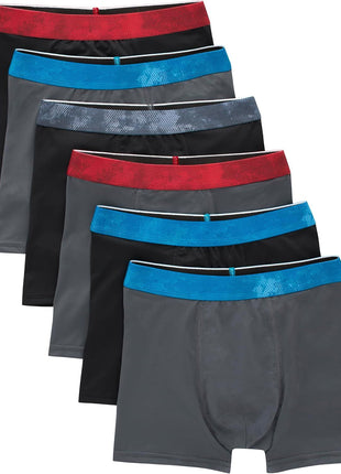 Hanes Boys' Underwear Boxer Briefs Pack, 6-pack, Hanes Moves X-temp Boxer Brief Underwear for Boys, Moisture-wicking