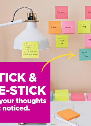 Post-it Super Sticky Notes, 3 x 3 in, Supernova Neons, 24 Pads | School Supplies and Office Supplies, 2X the Sticking Power
