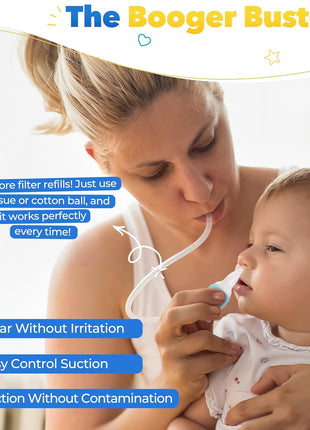 Bubzi Co Quick-Relief Baby Nasal Aspirator, Baby Nose Sucker for Sinus Congestion Relief, Reusable Snot Remover with Storage Case