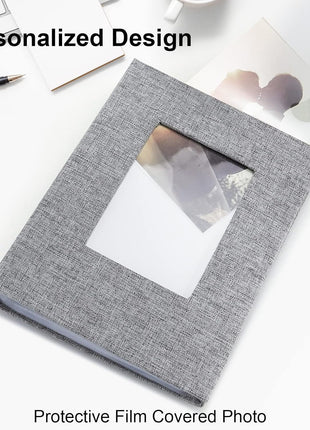 Vienrose Small Photo Album 4x6 Photos, 2 Pack Linen Cover Mini Photo Book, 26-Page Holds 52 Pictures, Artwork or Postcards Storage for Baby, Grey