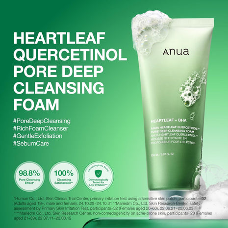 Anua Heartleaf Quercetinol Pore Deep Cleansing Foam, 5.07 fl.oz