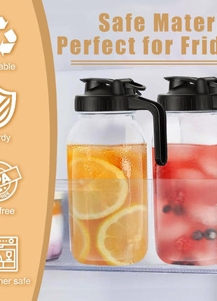 Mason Jar Pour Spout Lid for Wide Mouth Mason Jars, Mason Jar Pitcher Flip Cap Airtight Handle Lid, Leak Proof Seal Cover, Pack of 2