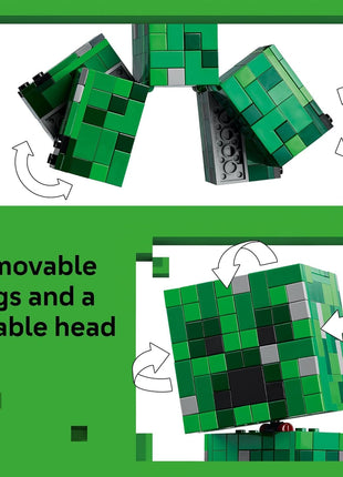 LEGO Minecraft The Creeper Kids Building Toy - Minecraft Toy for Boys & Girls, Ages 10+ - Room Decor for Gamers w/ 1st Version Creeper Minifigure - Gift for Birthdays - 21276