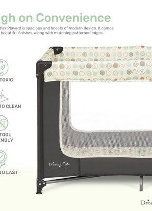 Dream On Me Zodiak Baby Playard, Breathable Mesh Sides, Soft Comfortable Mattress, Quick & Easy to Fold with Travel Carry Bag, Compact Space Saving Design - Gray